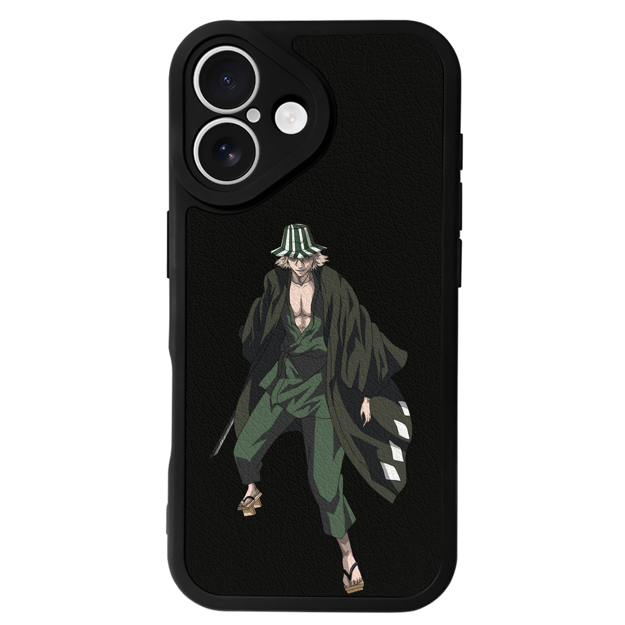 （画像用） "ブリーチ 浦原 喜助（うらはら きすけ） BLEACH Urahara Kisuke " 【iPhone 16シリーズ対応】シリコンスマホケース（レザー調） 材質：シリコン